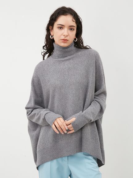 wool100%ベーシックワイドタートルニット-