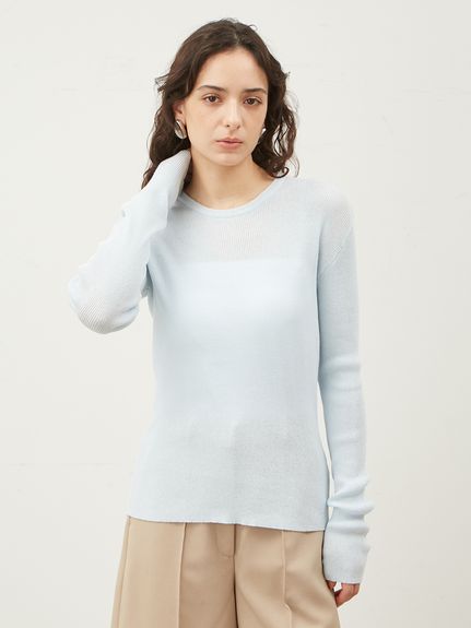 クルーネックリブニットプルオーバー【ウォッシャブル】(ニット