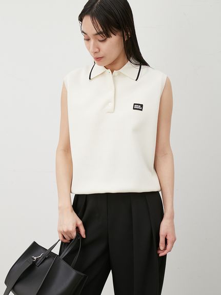 ウォッシャブル】【接触冷感】スリーブレスドライタッチポロ