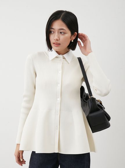 2way襟付きペプラムニットトップス(ニット)｜トップス｜Mila Owen