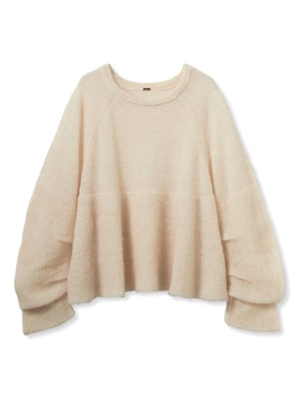 モヘア混タックスリーブペプラムニットプルオーバー(ニット)｜トップス