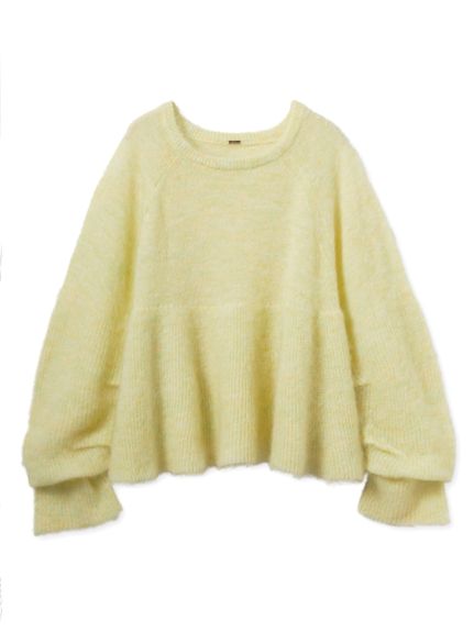 モヘア混タックスリーブペプラムニットプルオーバー(ニット)｜トップス