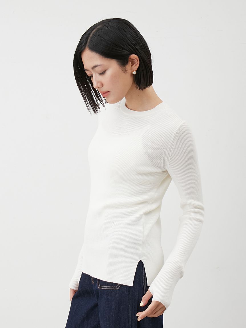 クルーネックリブニットプルオーバー(ニット)｜トップス｜Mila Owen