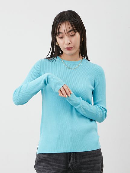 クルーネックリブニットプルオーバー(ニット)｜トップス｜Mila Owen