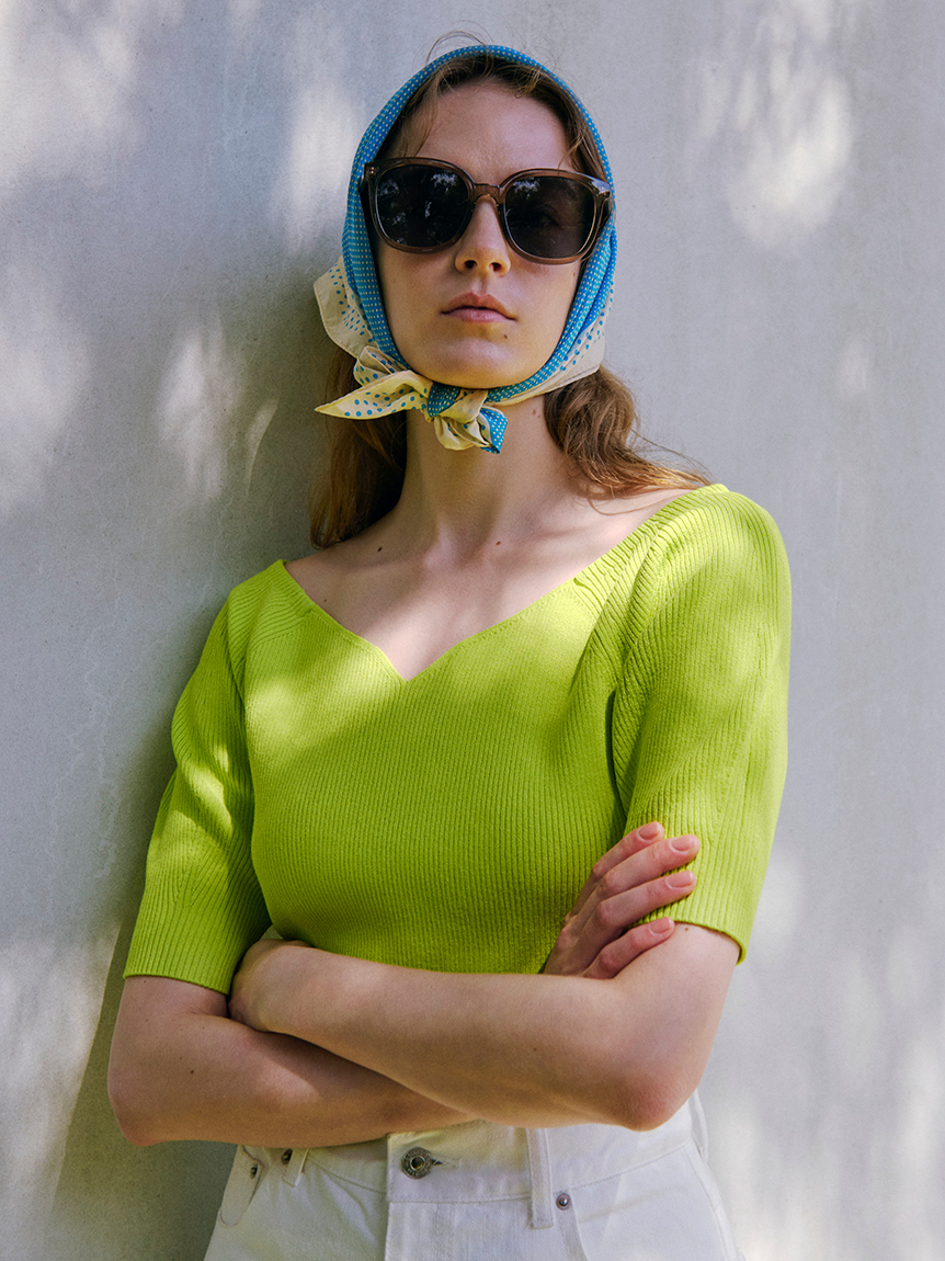 デコルテ構築パフスリーブニットプルオーバー(ニット)｜トップス｜Mila