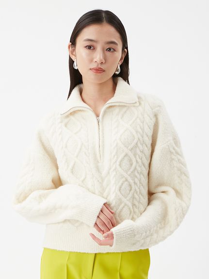 アランブークレーハーフジップニットプルオーバー(ニット)｜トップス