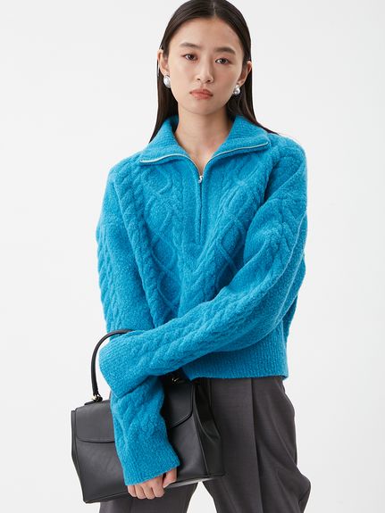 アランブークレーハーフジップニットプルオーバー(ニット)｜トップス