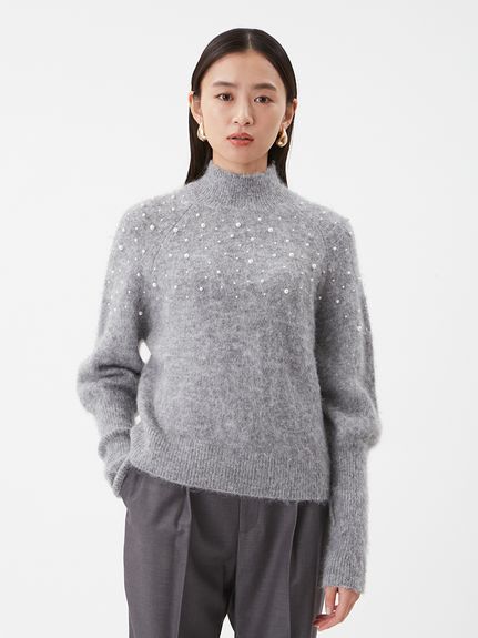 フォルムスリーブパールデザインニット(ニット)｜トップス｜Mila Owen