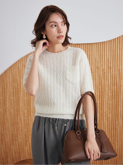 シアーケーブルアンサンブル半袖プルオーバー(ニット)｜トップス｜Mila