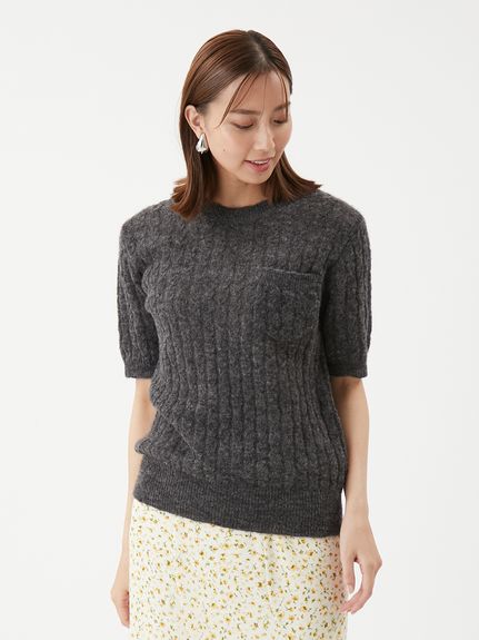 シアーケーブルアンサンブル半袖プルオーバー(ニット)｜トップス｜Mila