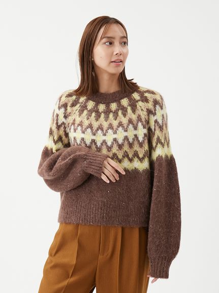 アルパカシャギーノルディックラメニット(ニット)｜トップス｜Mila