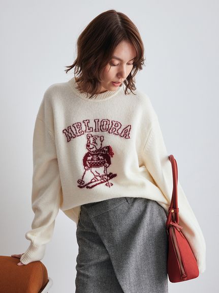 MILAOクルーネックジャガードニット