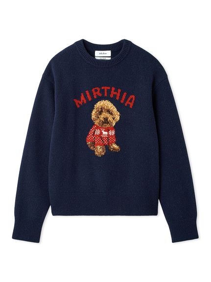 トイプードルクルーネックジャガードニット(NVY-F)