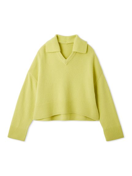 ウールカシミヤ衿付きVネックニット(ニット)｜トップス｜Mila Owen