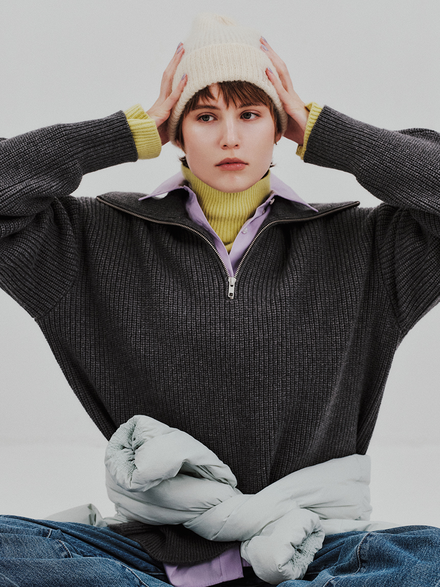 オフィシャルサイト・MASH STORE限定】衿付スキッパーニットプル