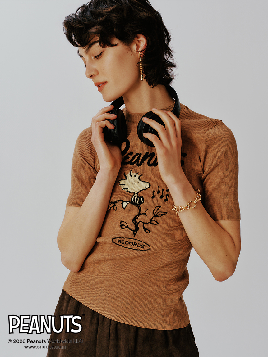 【PEANUTS RECORDS】ウッドストックジャガードリブニット