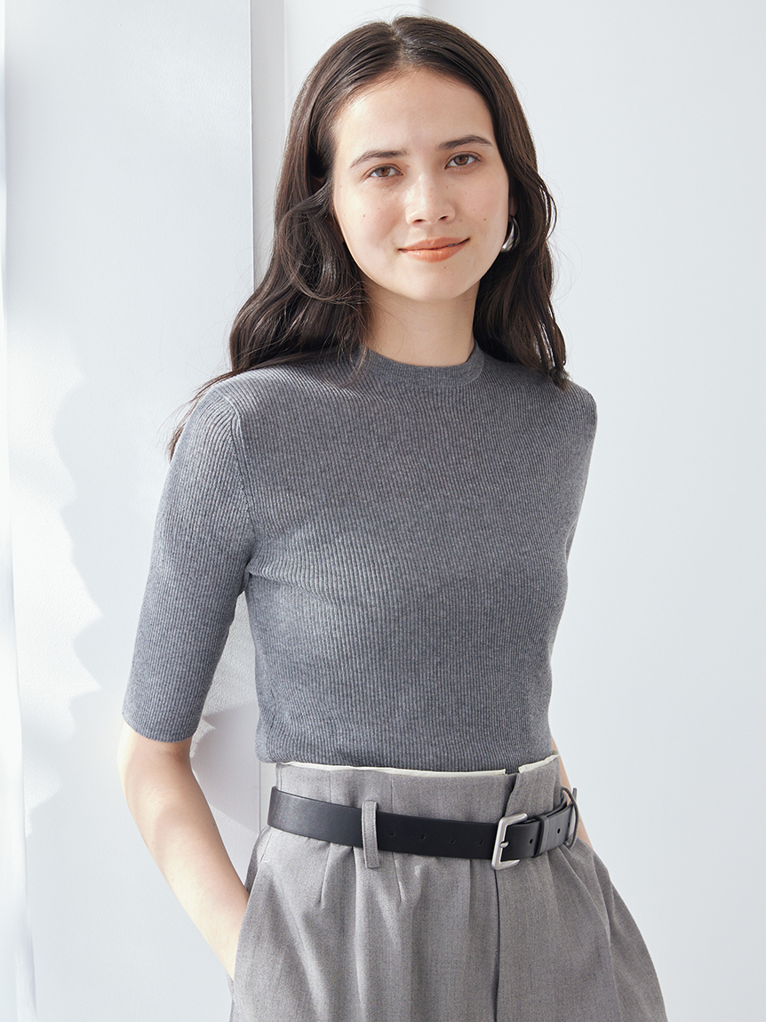 ＵＶケア半袖シアーリブニット