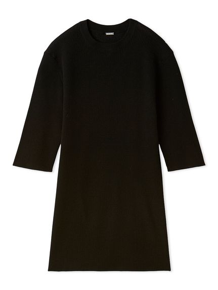 UVケア半袖シアーリブニット(BLK-0)