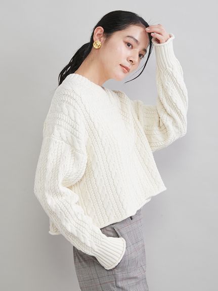 ショートヘムケーブルニット(ニット)｜トップス｜Mila Owen（ミラ