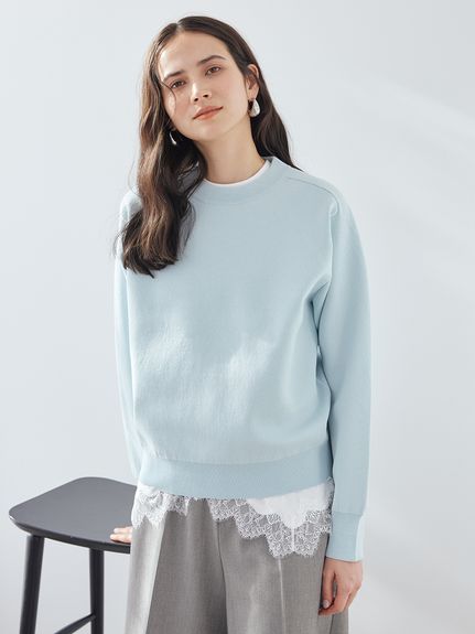 レースヘムレイヤードニット