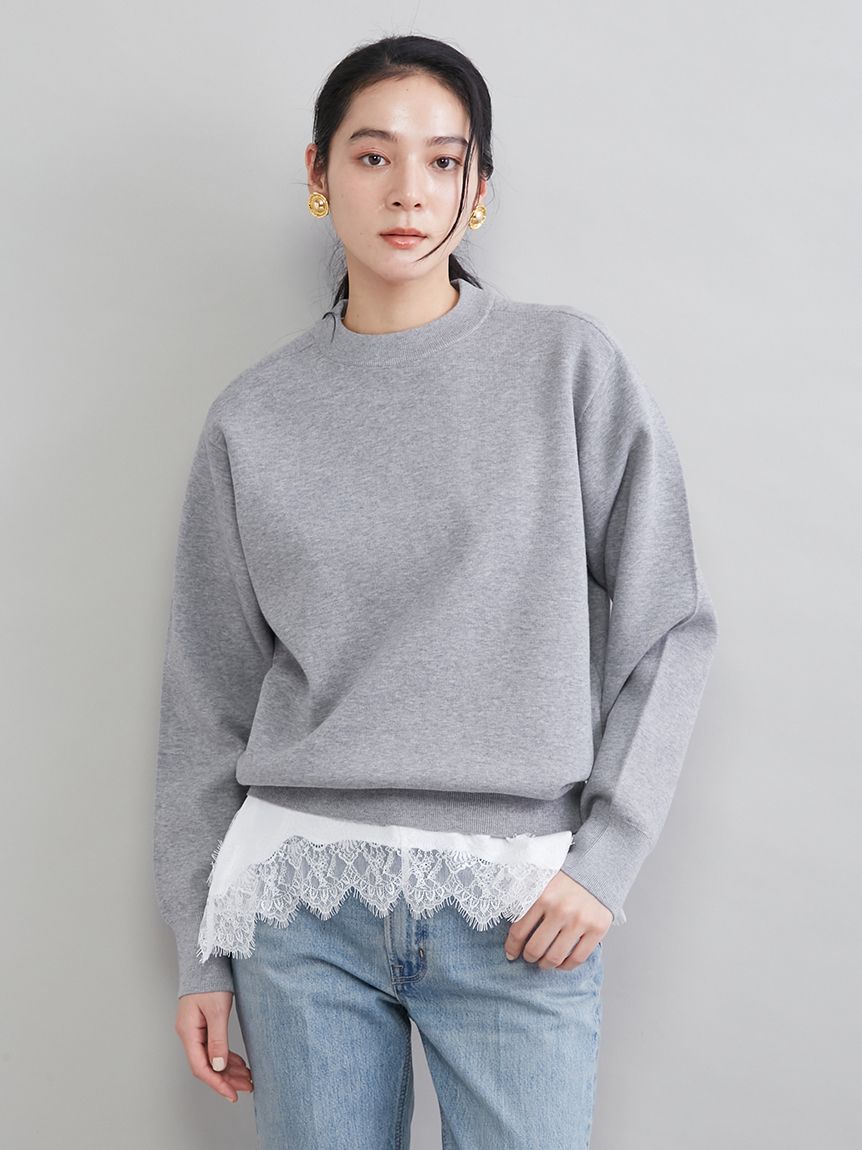 mila owenレースヘムレイヤードニット レースヘムレイヤードニット(ニット)｜トップス｜Mila Owen（ミラ