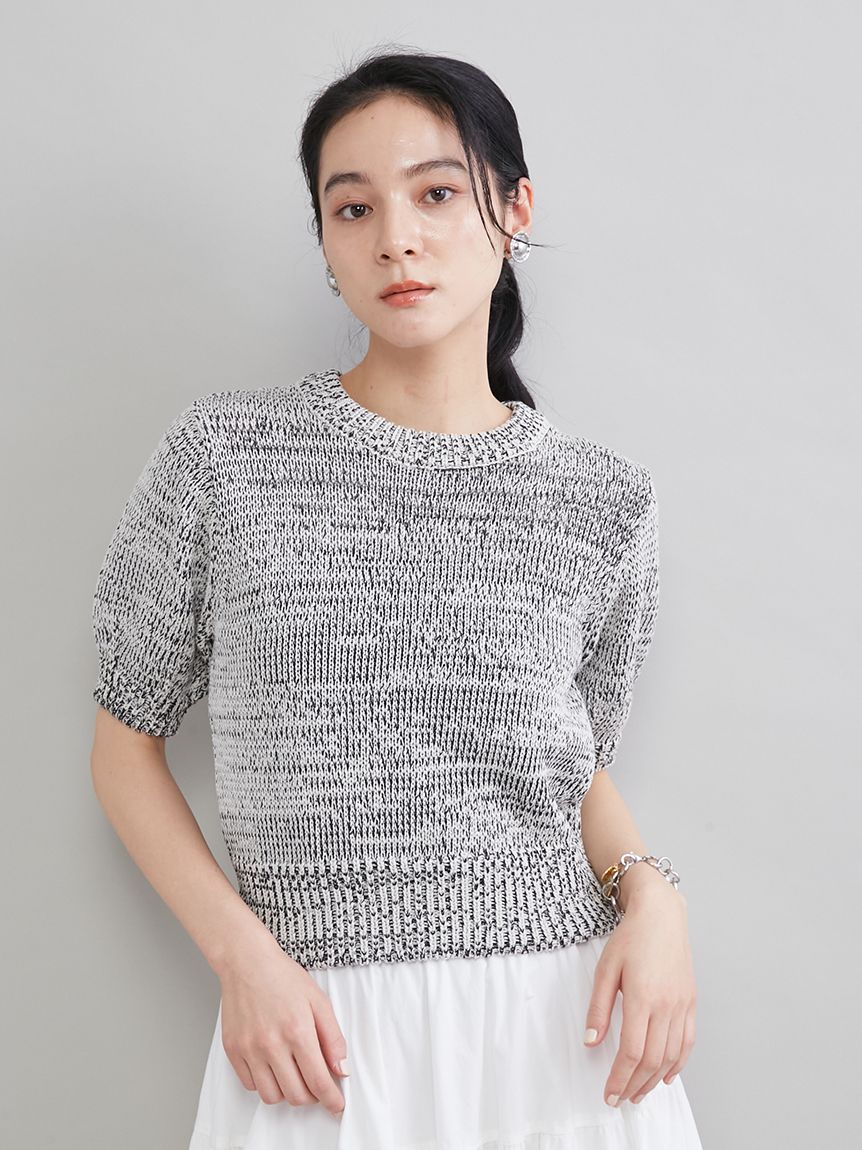 ミックスヤーンハーフスリーブニット(ニット)｜トップス｜Mila Owen