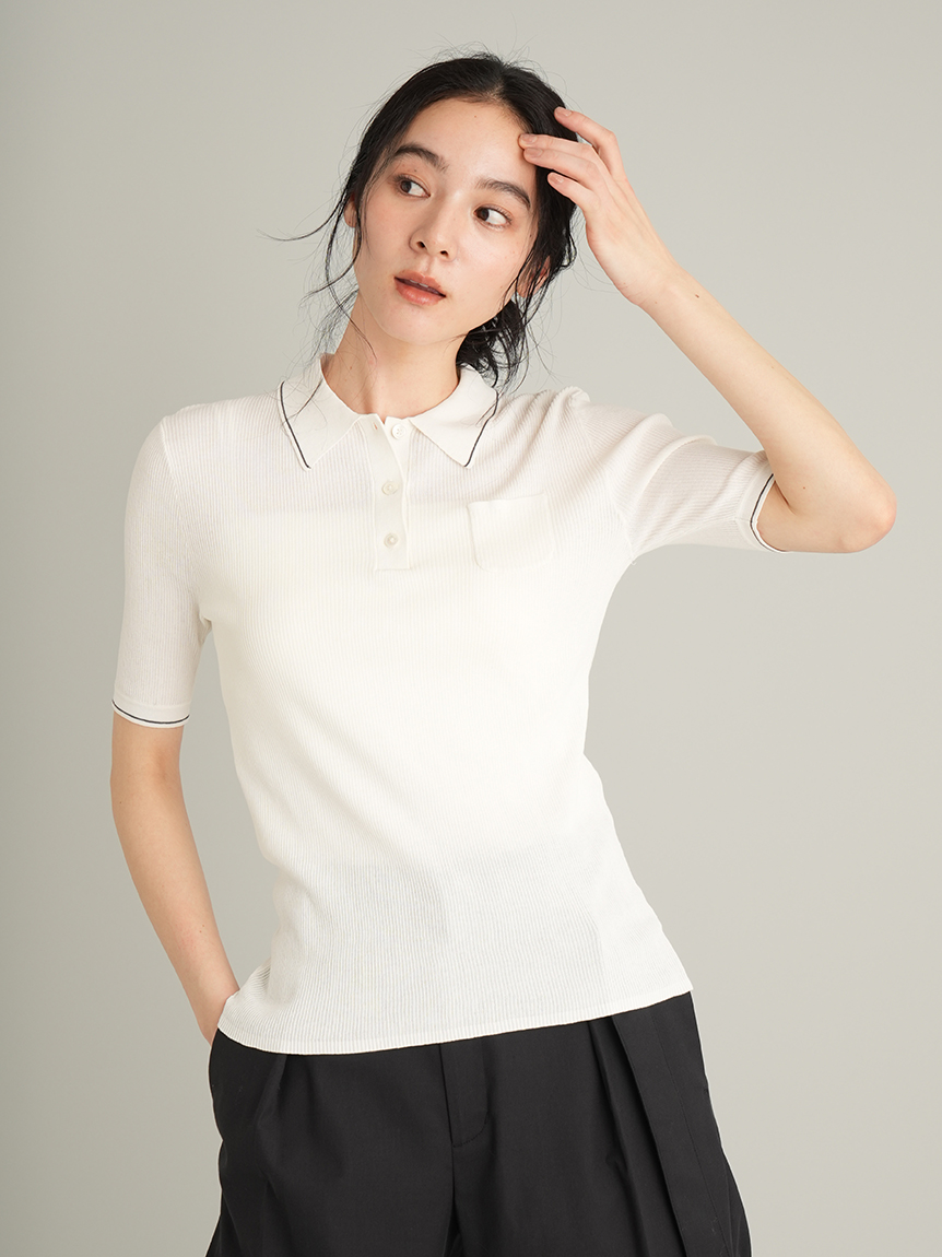【WEB限定カラー】シアーリブポロニット