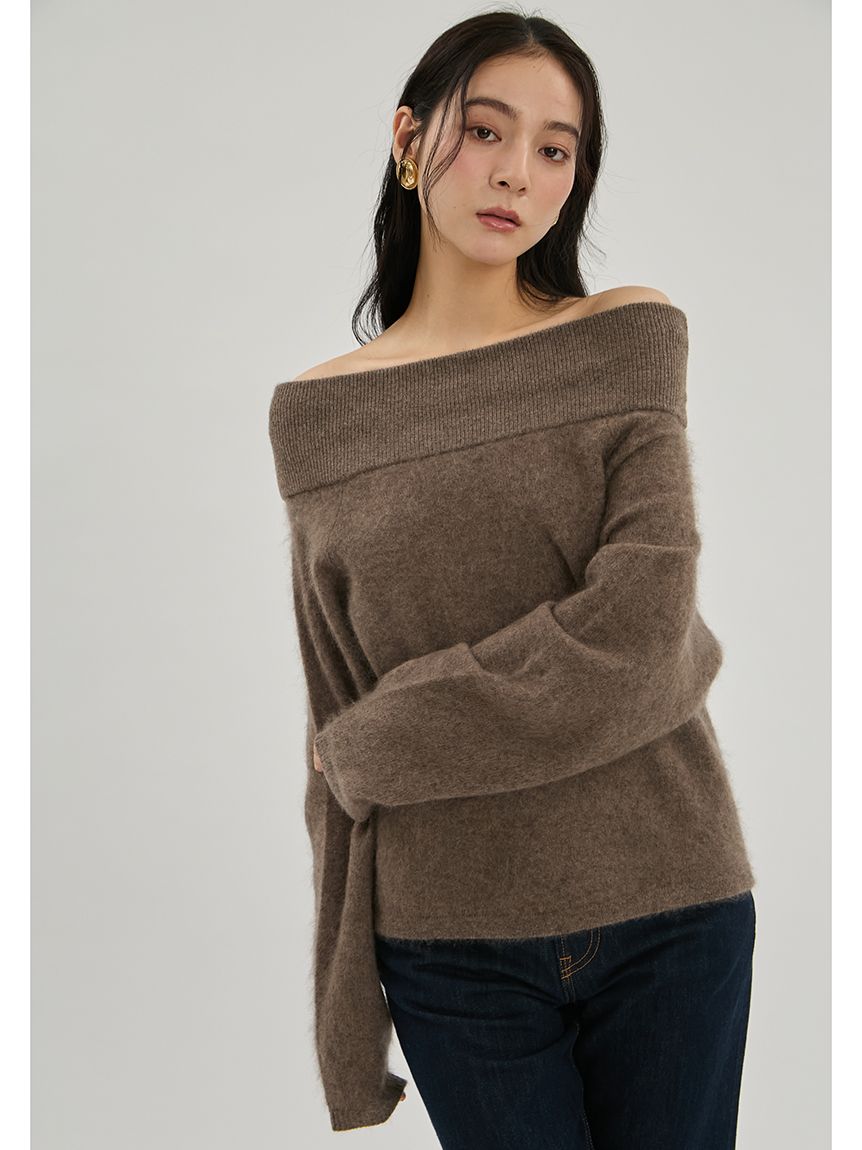 wool100％ミンクタッチオフショルニット(ニット・セーター)｜トップス