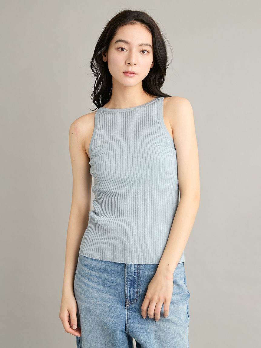 極美品✨️￥12万　ドゥロワー　イタリア生地　スラブノーカラーショートスリーブジレ ワイドリブノースリーブニット(ニット)｜トップス｜Mila Owen（ミラ