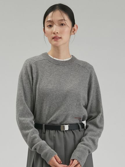 wool100％クルーネックショート丈ニット(ニット・セーター