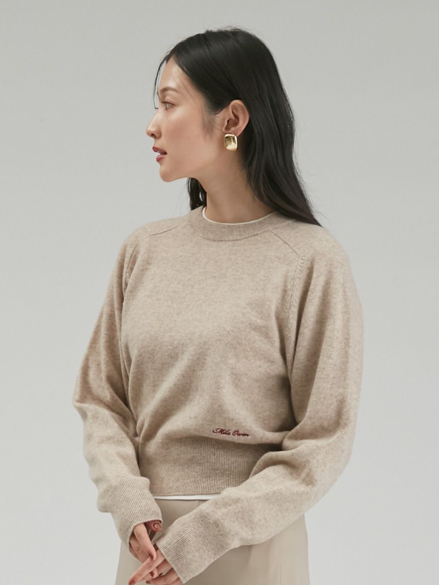 wool100％クルーネックショート丈ニット(ニット・セーター