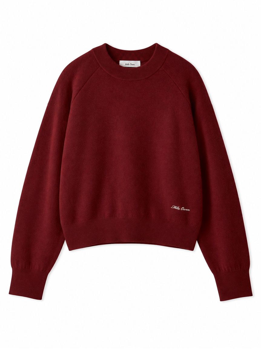 wool100％クルーネックショート丈ニット(ニット・セーター