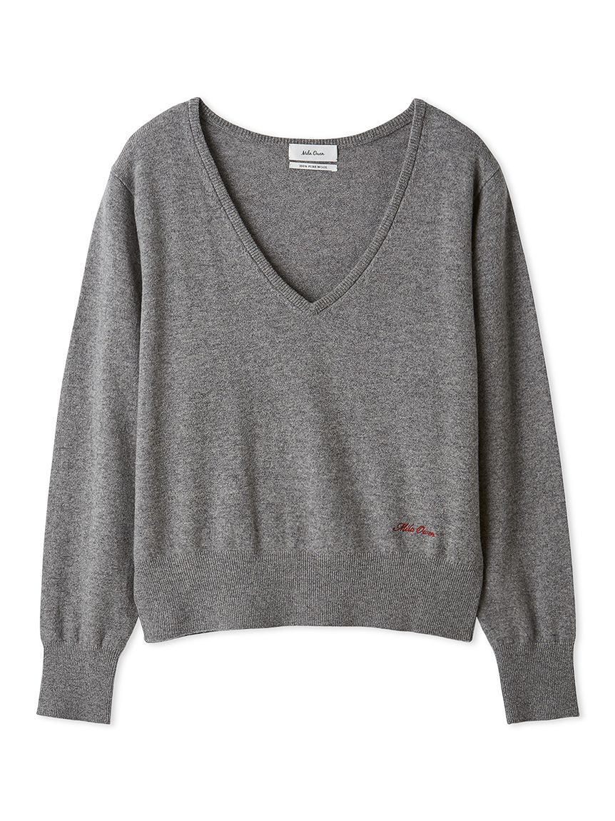 wool100％深Vネックベーシックニット(ニット・セーター