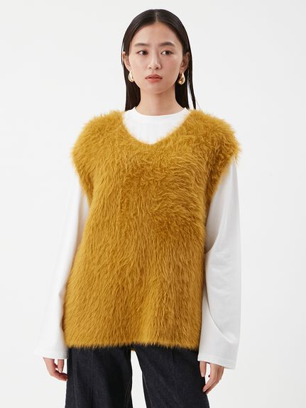Vネックシャギーニットベスト(ベスト)｜アウター｜Mila Owen（ミラ