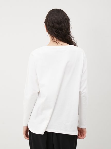 コサージュ付きドルマンスリーブTシャツ【マシーンウォッシャブル】(T 