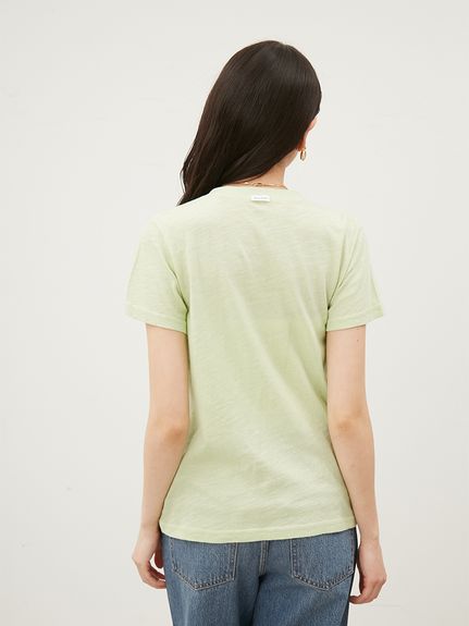 VネックコンパクトスラブTシャツ【手洗い可能】(Tシャツ)｜トップス 