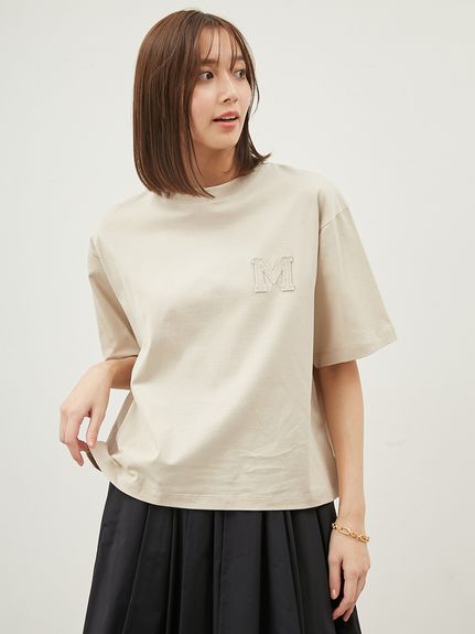Mila Owen - 2サイズシルエットハイラインTシャツ　ベージュ　０ Mロゴ2サイズハイラインTシャツ(カットソー)｜トップス｜Mila