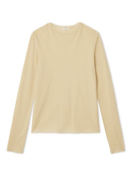 ファッション コットン100％クルーネックシアーロンT(カットソー)｜トップス 服＆ファッション小物