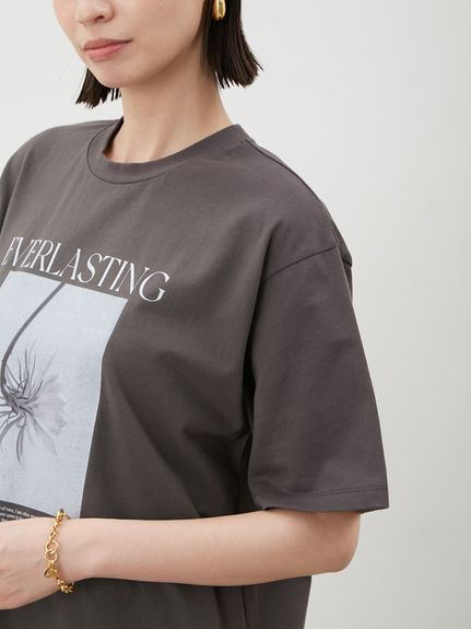 フラワーモチーフフォトプリントTシャツ(Tシャツ)｜トップス
