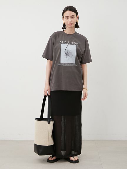 フラワーモチーフTシャツ Mila Owen tシャツ フラワーモチーフフォトプリントTシャツ