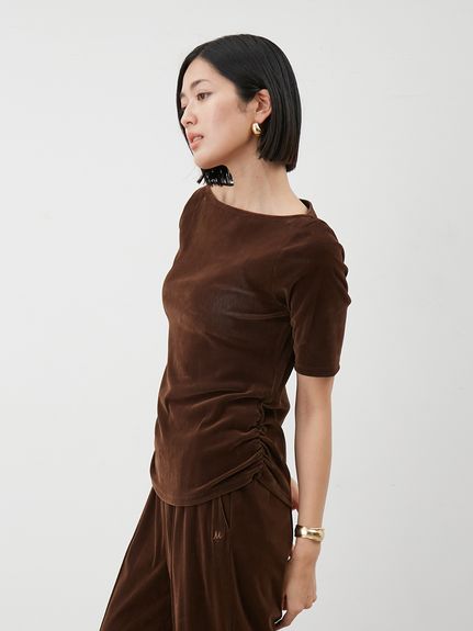 プリスティン ベロア セットアップ セットアップ対応】ベロアSET UP2wayボートネックプルオーバー