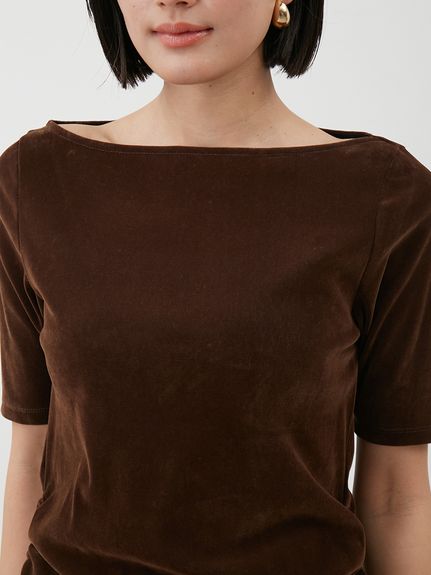 tシャツ 「セットアップ対応」ベロアSET UP2wayボートネックプルオーバー レディース セットアップ対応】ベロアSET UP2wayボートネックプルオーバー