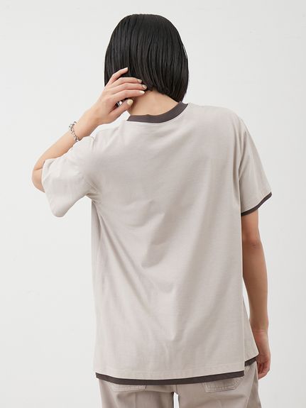 オーバーサイズプリントリンガーTシャツ(Tシャツ)｜トップス｜Mila