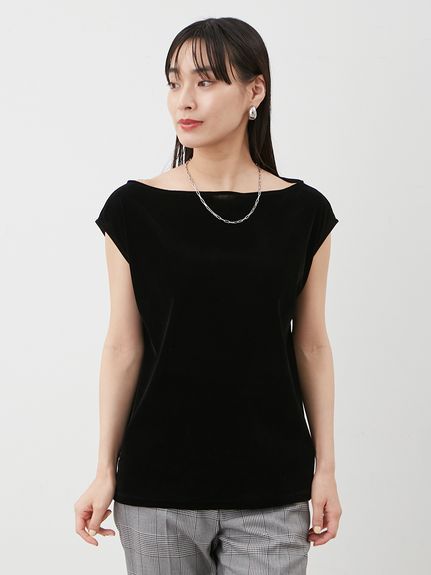 ボートネックフロッキーベロアプルオーバー(プルオーバー)｜トップス