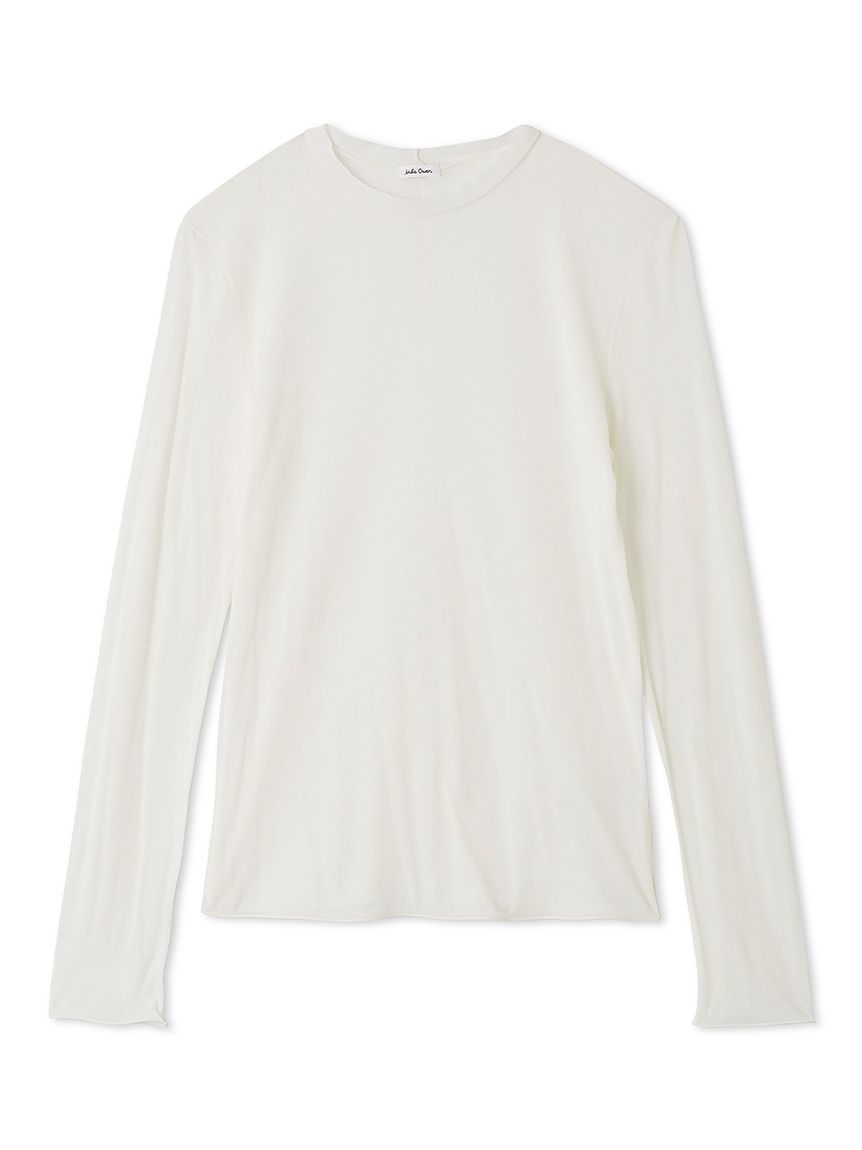 Mila Owen◆長袖Tシャツ/0/コットン/WHT/09WNT251079 コットン100％クルーネックシアーロンT(カットソー)｜トップス