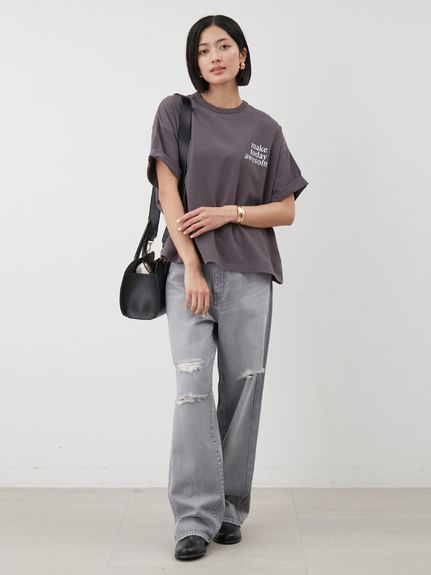 ミラオーウェン　ワイドチノパンツ　新品タグ付き 短丈ワイドグラフィックTシャツ(Tシャツ)｜トップス｜Mila Owen