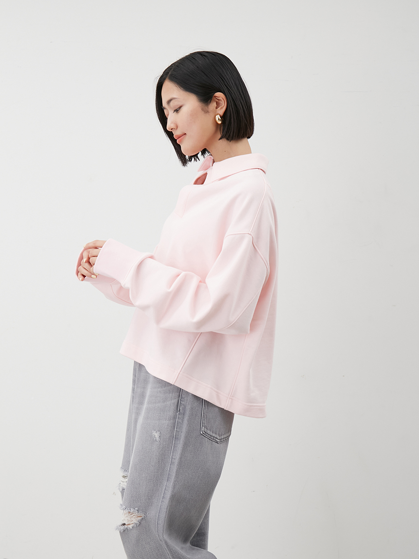 Mila Owen ショート丈ラガースウェットトップスPNK Mila Owen ショート丈ラガースウェットトップスPNK