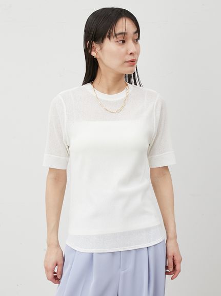 ミラ オーウェン Mila Owen イージーケアレイヤード半袖カットトップス （LIME） イージーケアレイヤード半袖カットトップス(カットソー