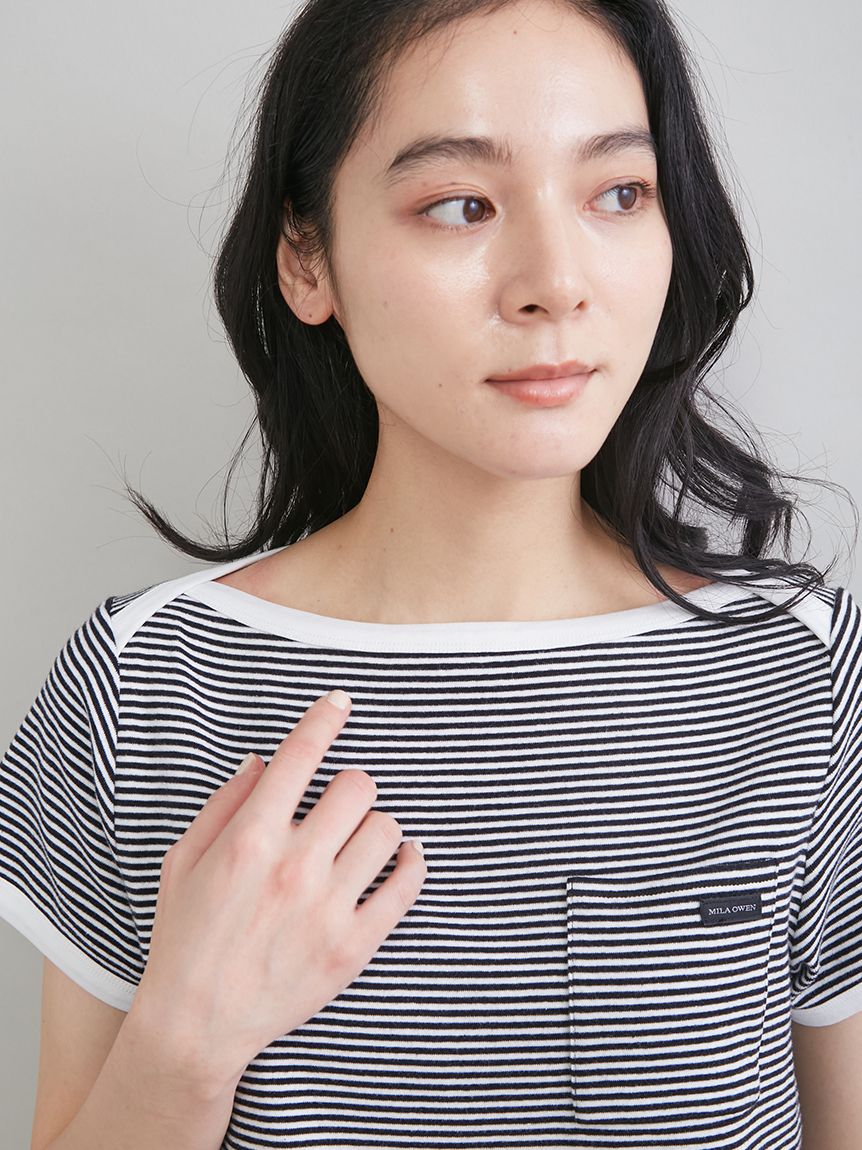 ボートネックコンパクトTシャツ(Tシャツ)｜トップス｜Mila Owen（ミラ