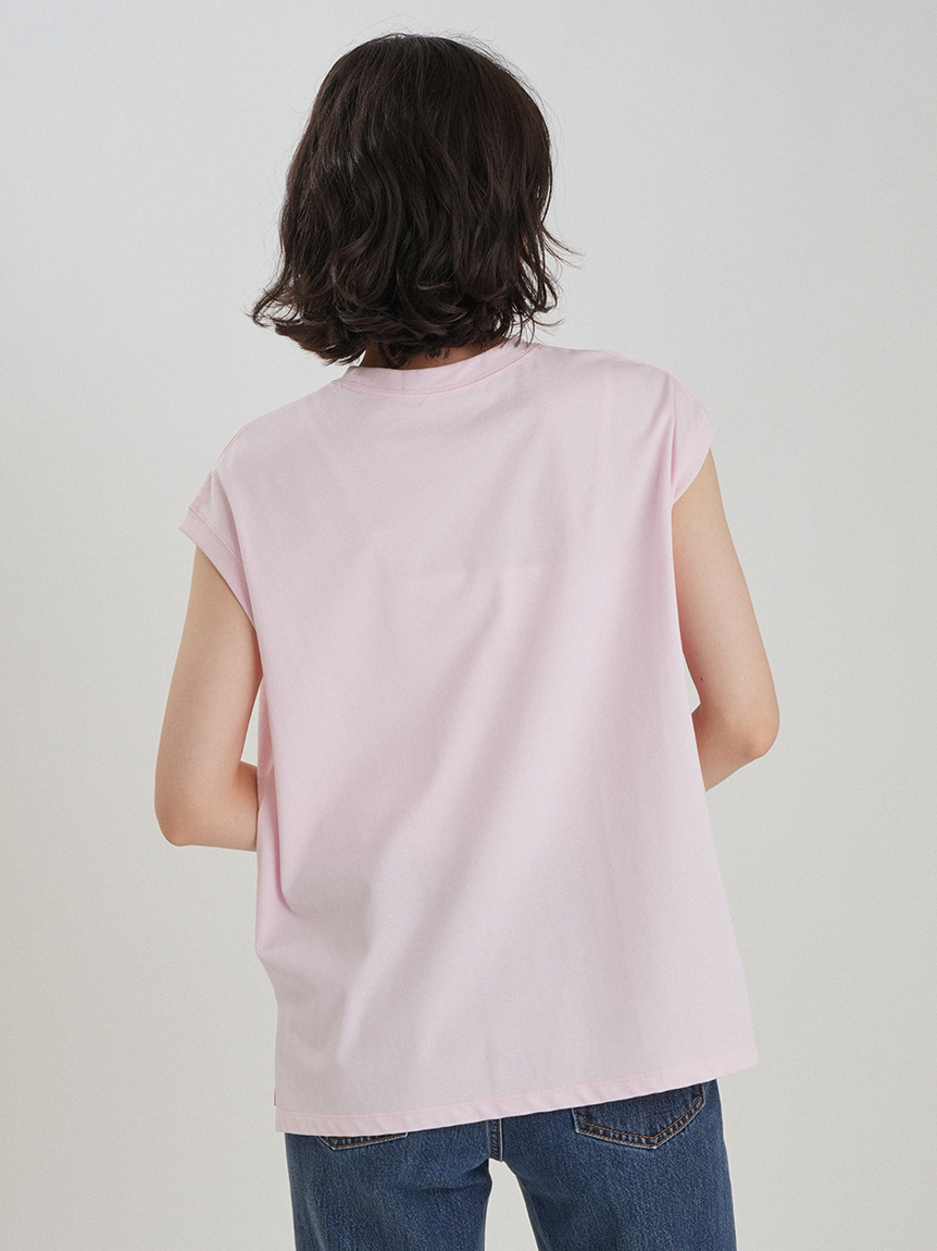 【2/15迄】MilaOwen ミラ オーウェン  ボリュームスリーブリブニット 接触冷感】ハイラインフレンチスリーブカットTOPS(Tシャツ